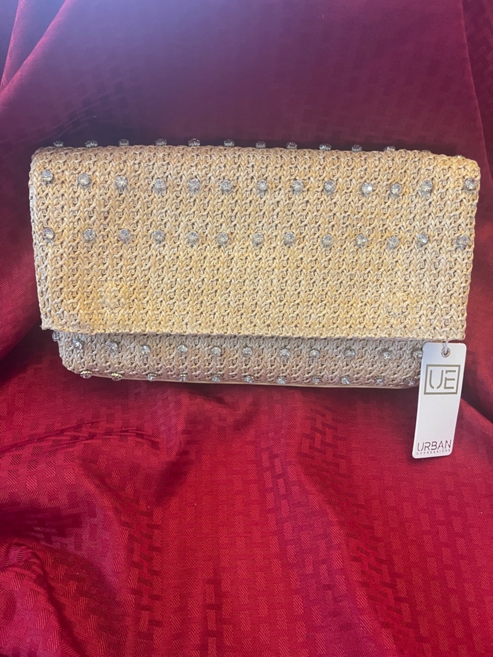 Urban Expressions Gold Woven Rhinestone Clutch